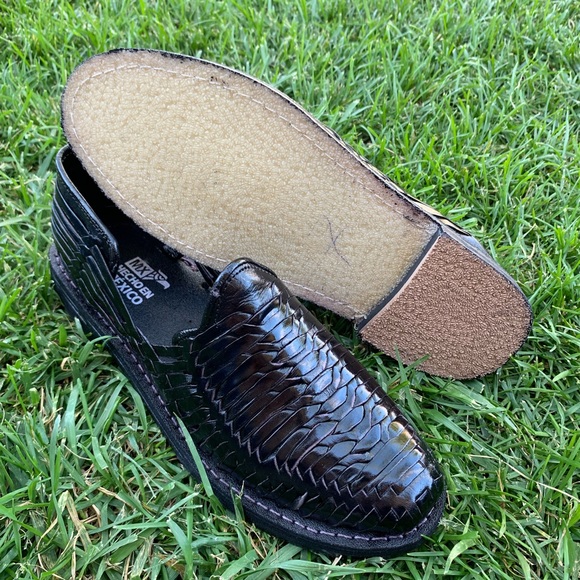 Men’s Closed Toe Artesanal Mexican Leather Sandal MOCCASIN HUARACHE BLACK - Picture 7 of 7